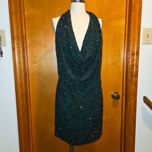 Haute Hippie Green Beaded Sequin Backless Dress